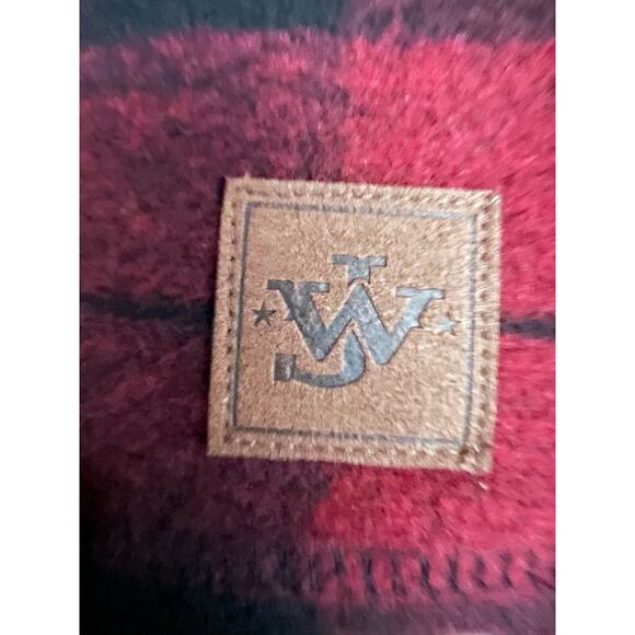 John Wayne Stock & Supply 1/4 Zip Red Buffalo Check Fleece Pullover Jacket Sz. M - Picture 4 of 5